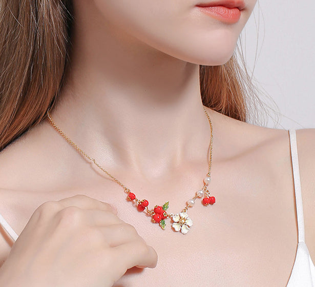 Hawthorn Handcrafted Enamel Gold Plated Necklace