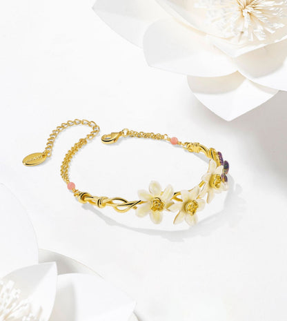 Narcissus Handcrafted Gold Plated Enamel Bracelet